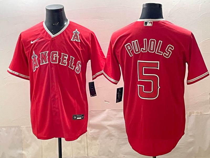 2026 Men Nike Los Angeles Angels #5 Pujols Red Game MLB Jersey 06
